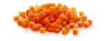 pile of diced carrot white background